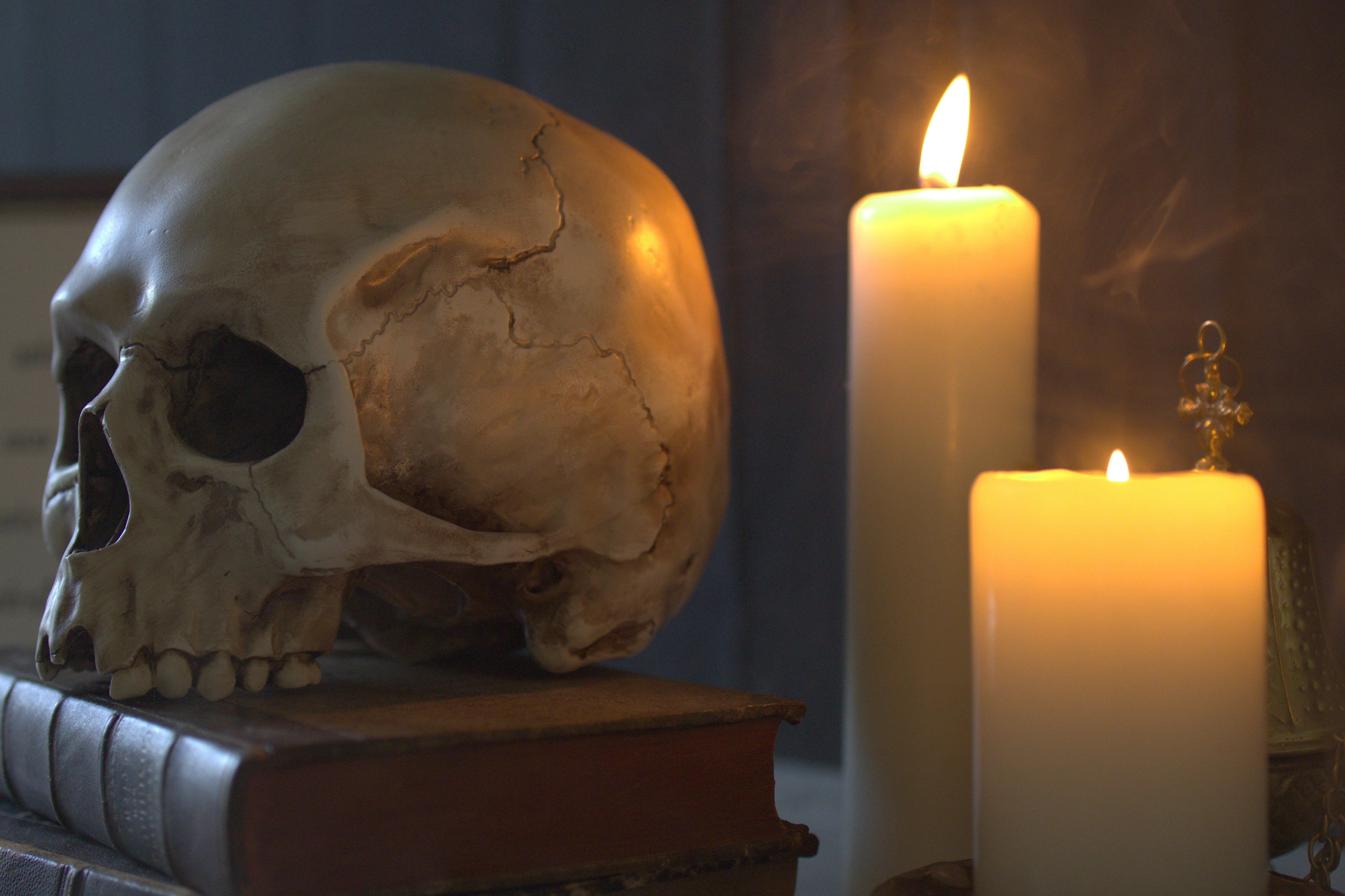 Lebensgroßer Totenkopf aus Kunstharz (handbemalt) - Image 3