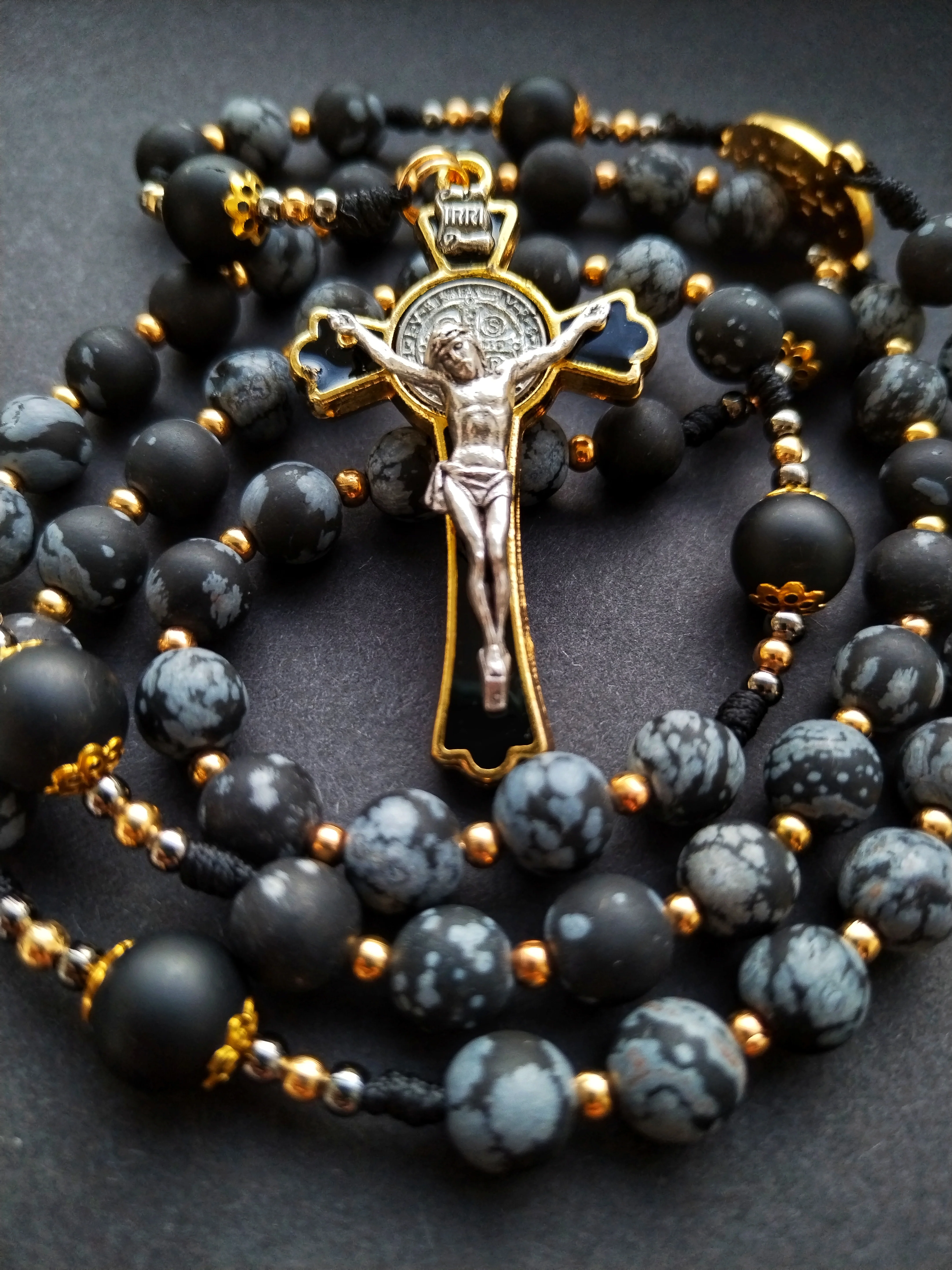 Rosenkranz Halbedelsteinperlen Obsidian-Jaspis 8mm - Image 3