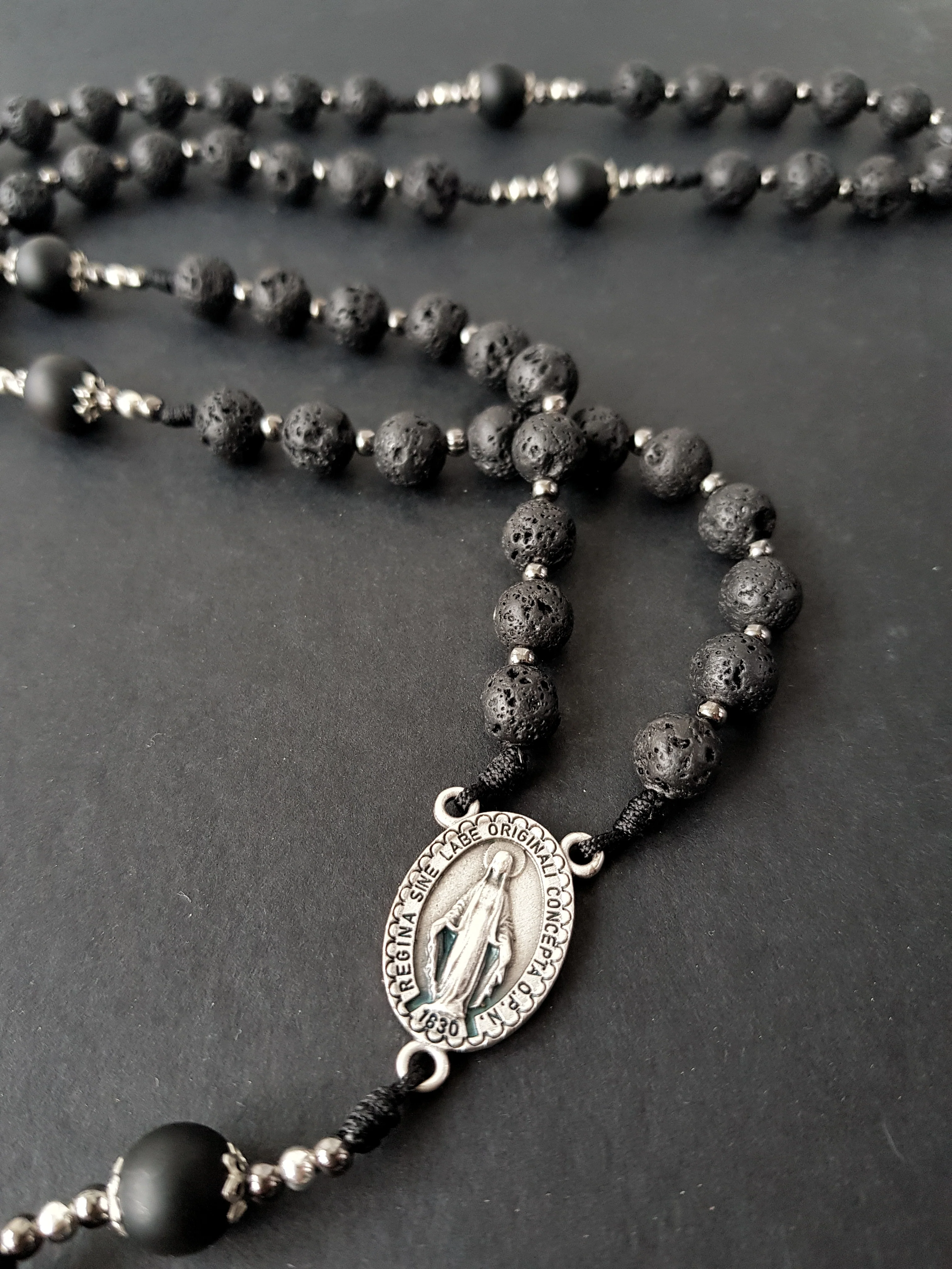 Rosenkranz Lavasteinperlen schwarz/anthrazit - Image 3