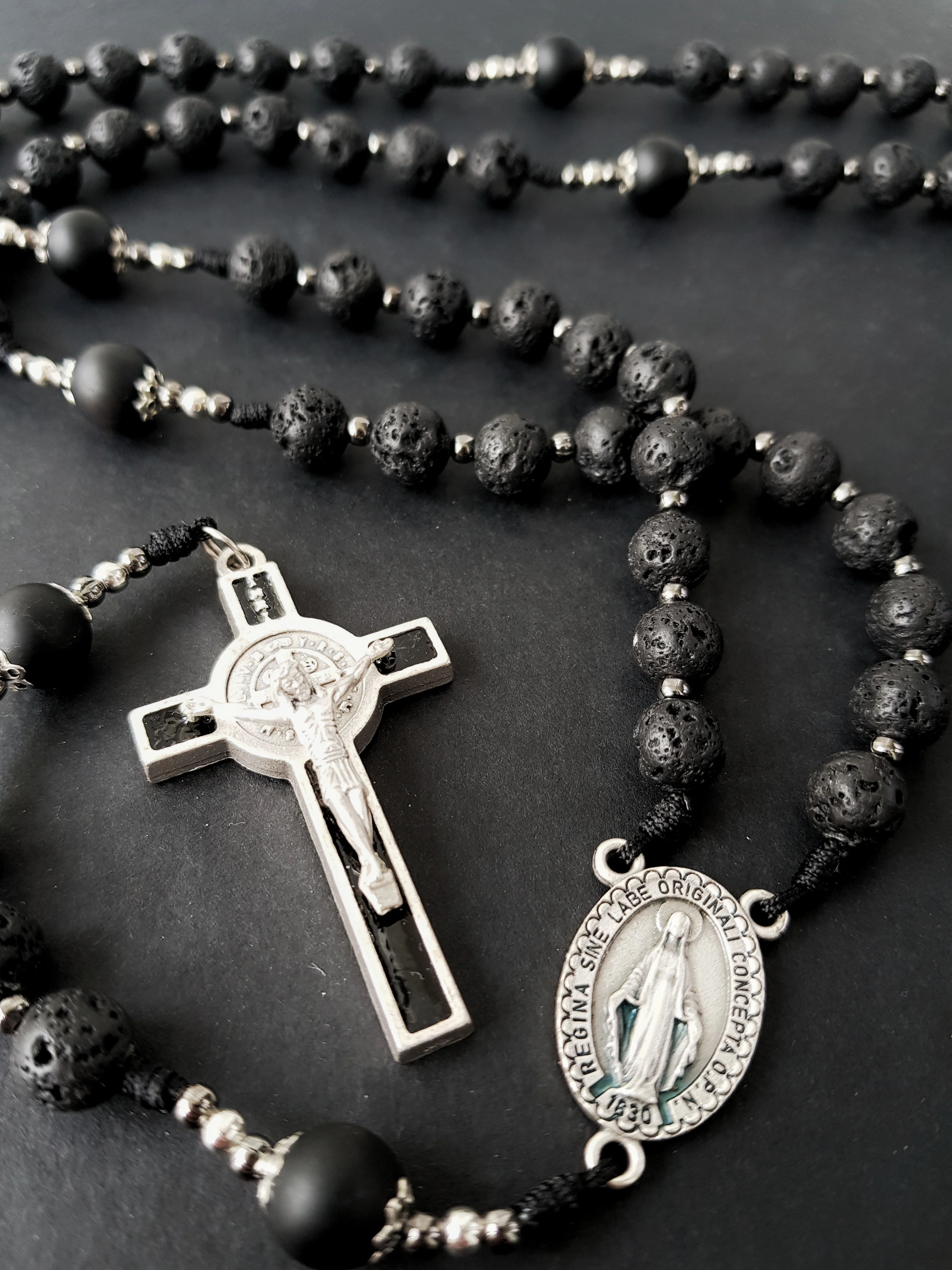 Rosenkranz Lavasteinperlen schwarz/anthrazit - Image 4