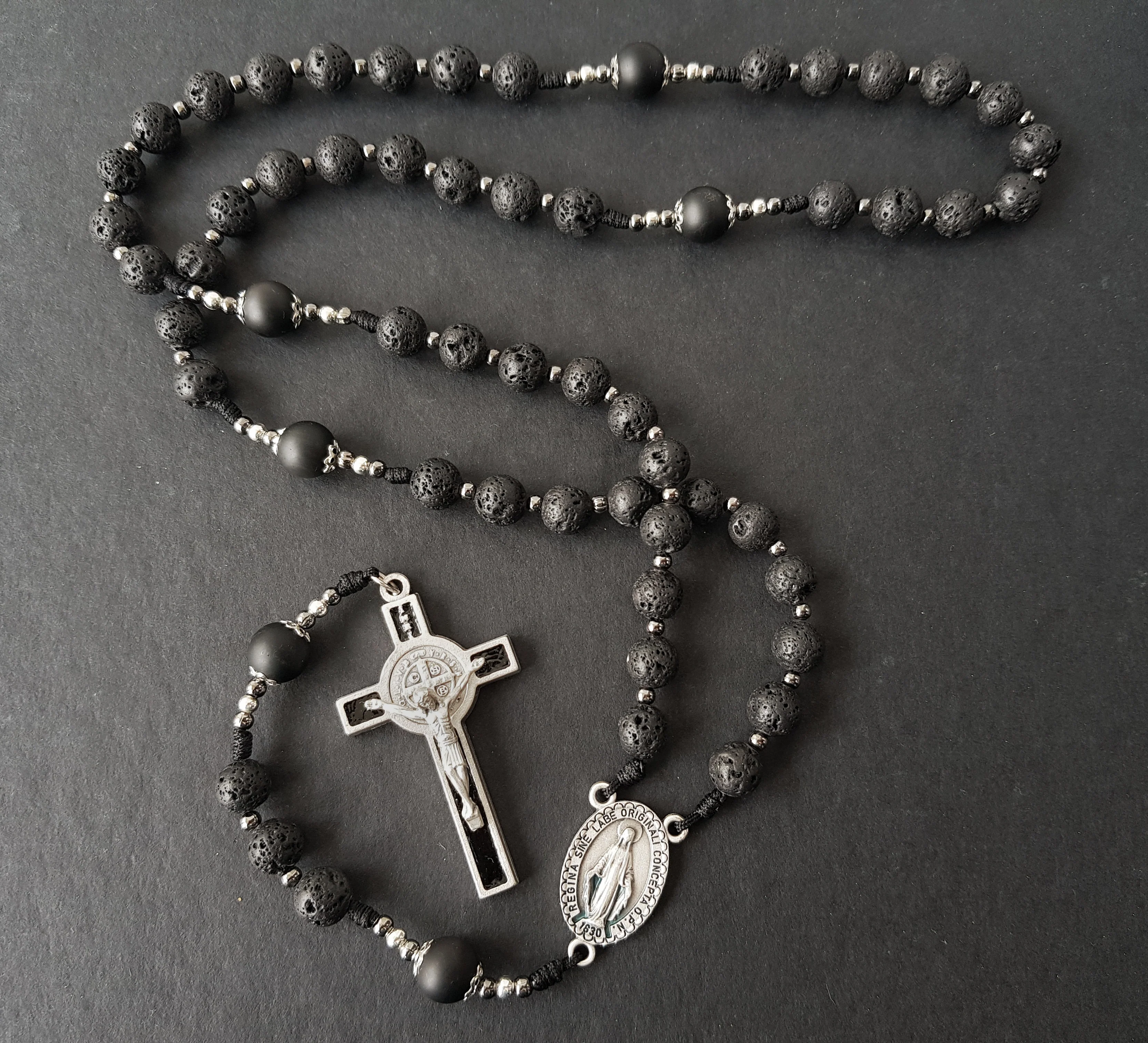 Rosenkranz Lavasteinperlen schwarz/anthrazit - Image 5