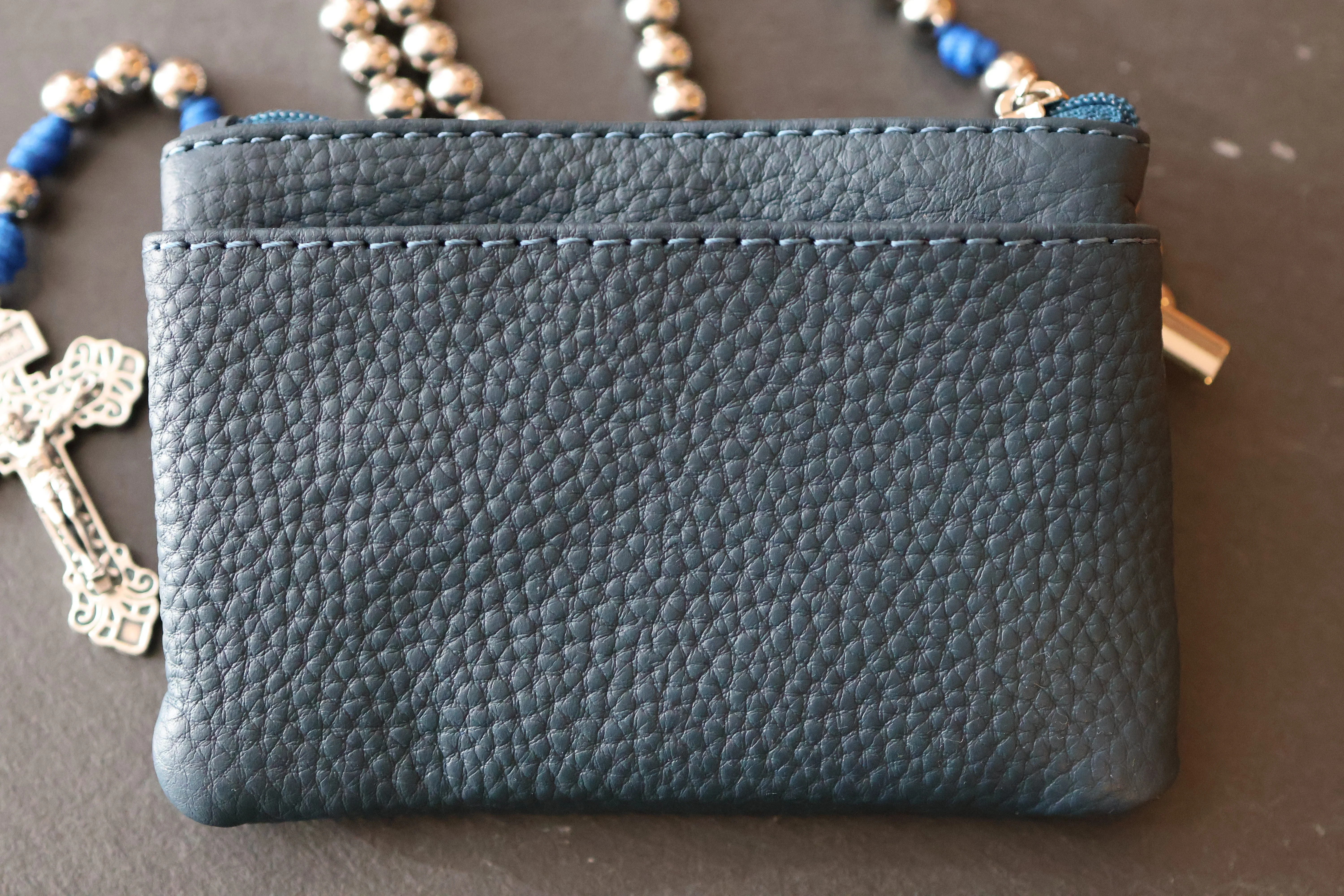 Rosenkranztasche aus Echtleder Dunkelblau - Image 5