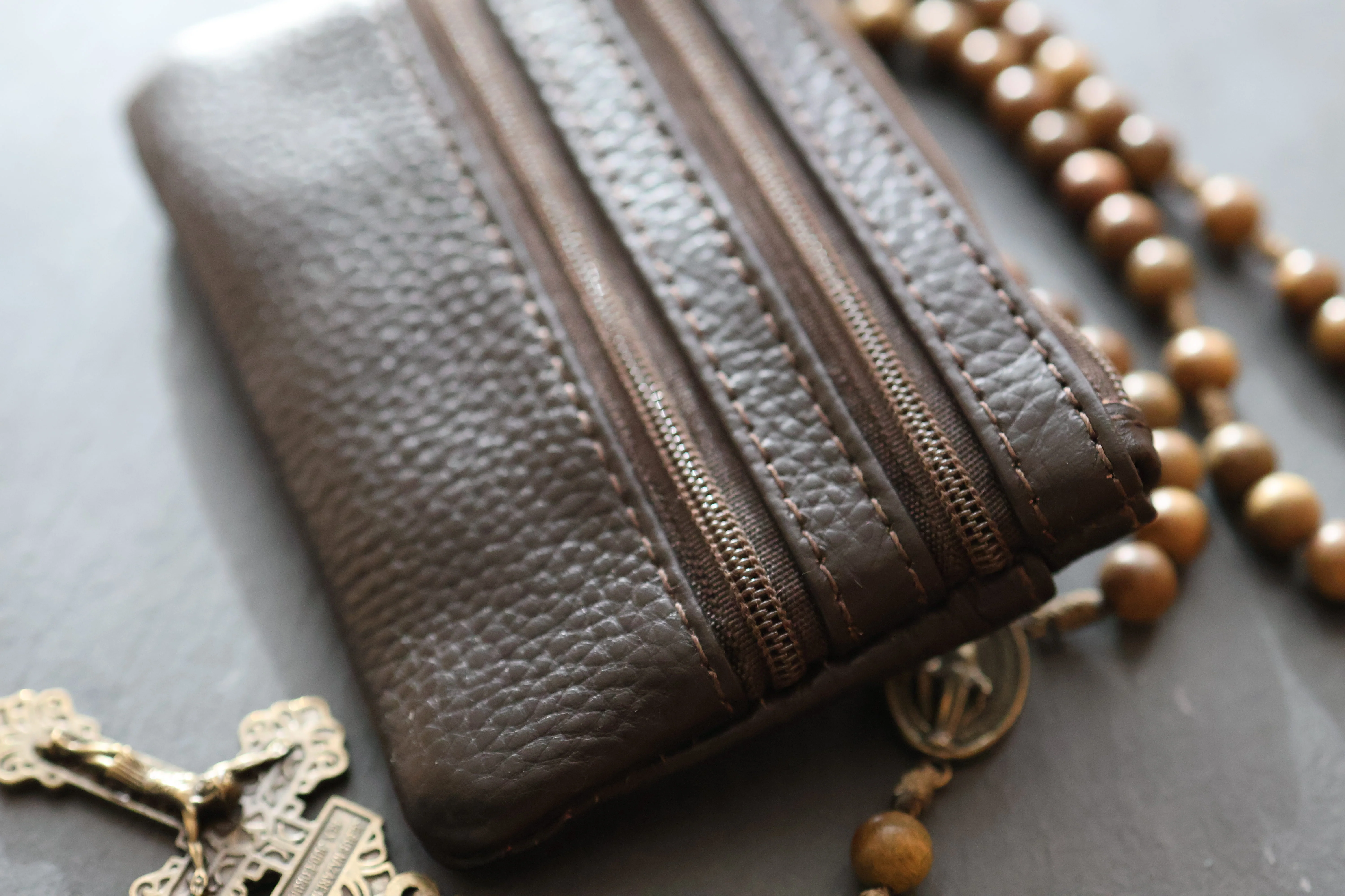 Rosenkranztasche aus Echtleder Dunkelbraun - Image 4