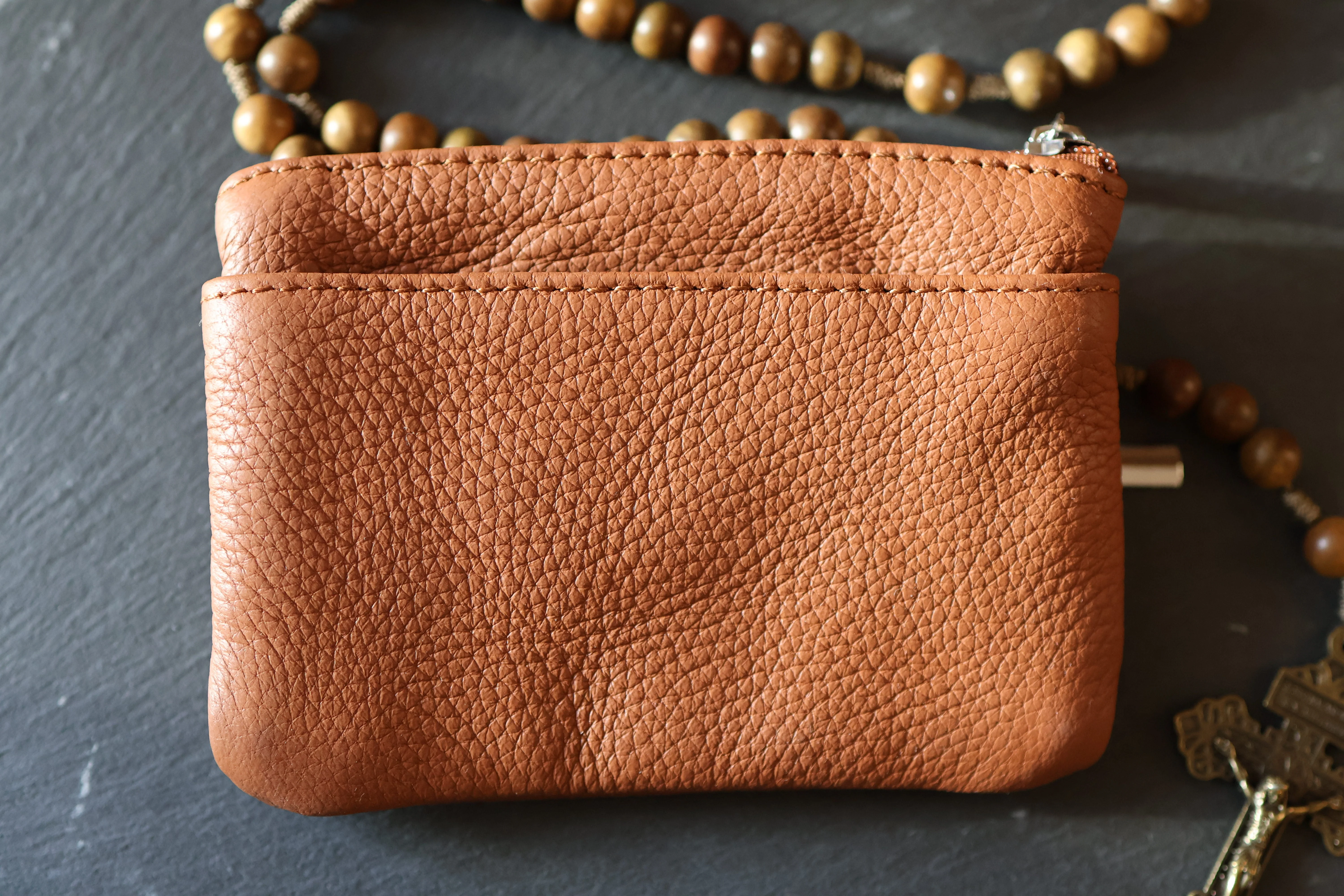 Rosenkranztasche aus Echtleder Hellbraun - Image 4