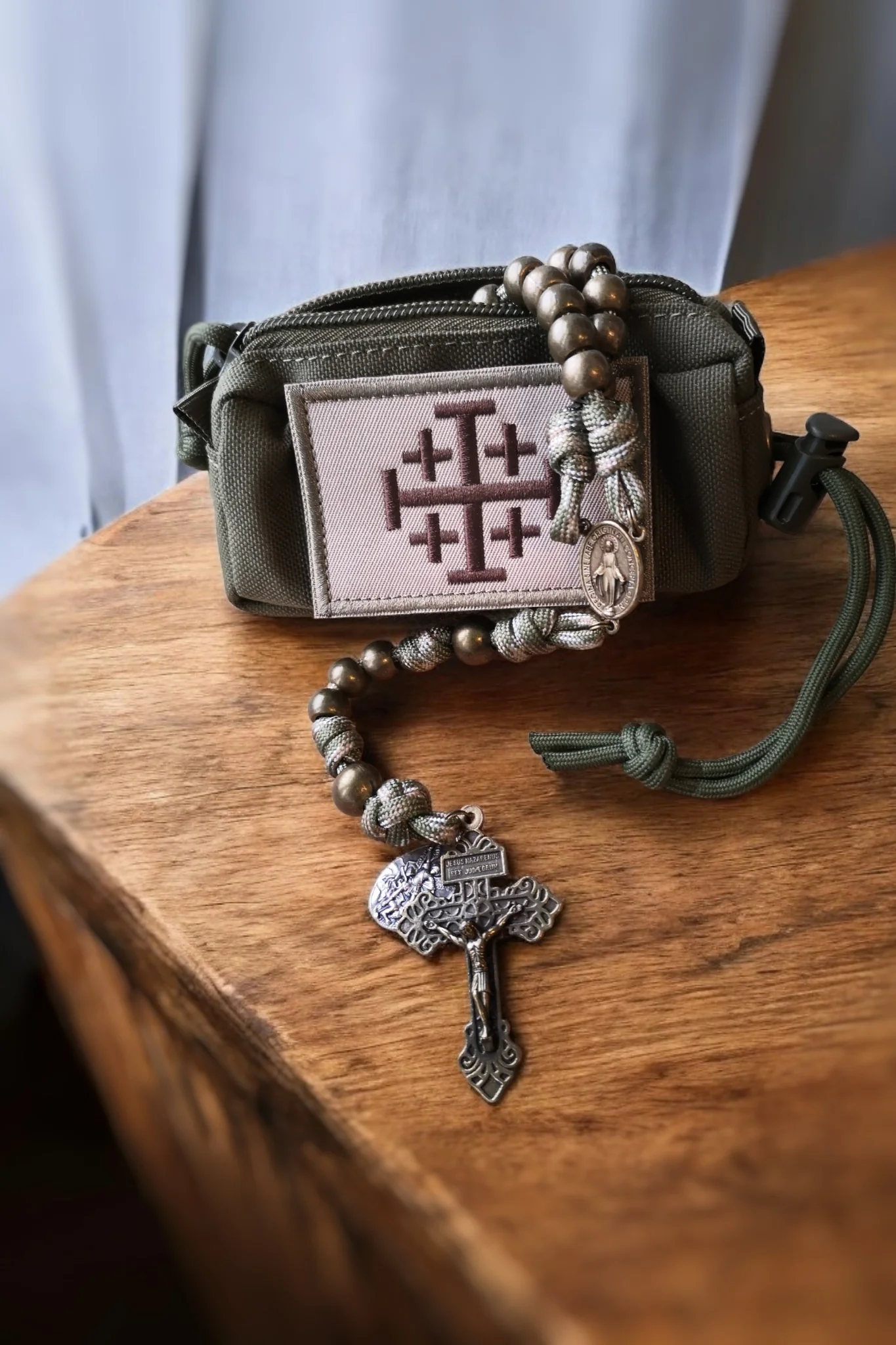 Tasche für Paracord-Rosenkranz Olivgrün - Image 3